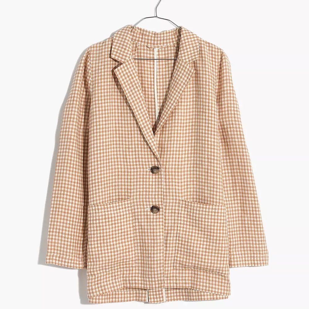 BNWT Madewell Linen Dorset Blazer in Gingham Check